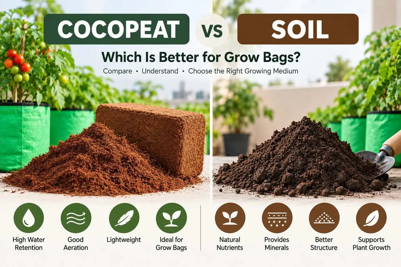 Cocopeat vs Soil: Which Is Better for Grow Bags?
